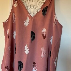 Blush color Feather Print Tanktop